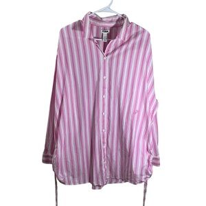 PINK Victoria’s Secret Striped Poplin Cover-Up Shirt Cotton